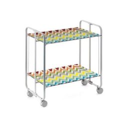 Don Hierro - Table roulante pliante bauhaus, 2 plateaux, châssis gris aluminium. - 82