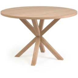 Table ronde Full Argo en mélaminé fintion naturelle et pieds en acier effet bois ø 119 cm - Naturel