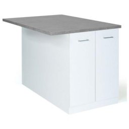 Ilot central ivo 120 cm blanc avec plan de travail effet béton - Blanc