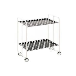 Don Hierro - Table roulante pliante bauhaus châssis blanc, 2 plateaux - 08