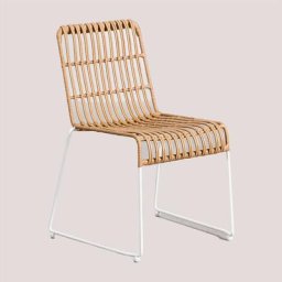 Lot de 4 Chaises de Jardin en Rotin Synthétique Aroa Sklum naturel Blanc - naturel Blanc