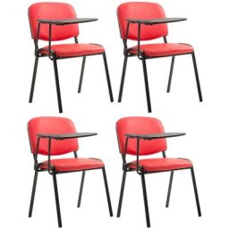 Lot de 4 Chaises Ken en similicuir avec tablette rabattable rouge