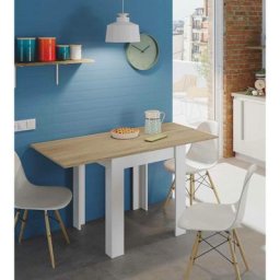 Dmora - Table extensible Newark, Table à manger pliante avec ouverture de livre, Table auxiliaire