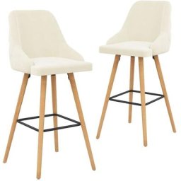 Vidaxl - Chaises de bar lot de 2 crème velours Crème