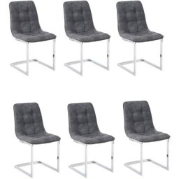 Sicotas - Lot de 6 Chaise à Manger Chaises de Cuisine avec Assise et Dossier en Cuir, Pieds en