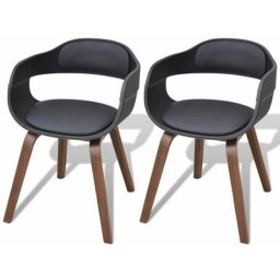 Chaises à manger lot de 2 noir bois courbé et similicuir Vidaxl Noir