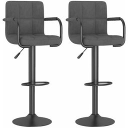 Tabourets de bar lot de 2 gris foncé velours Vidaxl Gris foncé