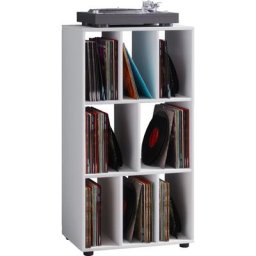 Schaltino Étagère rétro pour disques vinyle à 8 espaces de rangement, blanc. - Blanc