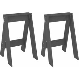 Tabourets lot de 2 gris 40x40x60 cm bois massif de pin vidaXL - Gris