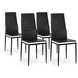 Idmarket - Lot de 4 chaises romane noires bandeau blanc pour salle à manger - Noir