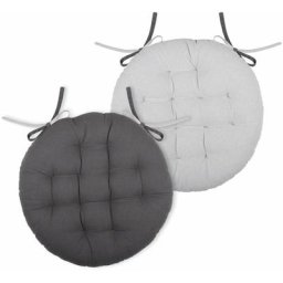 Homemaison - Galette de chaise ronde et bicolore Gris/Perle ø 38 x 38 cm - Gris/Perle