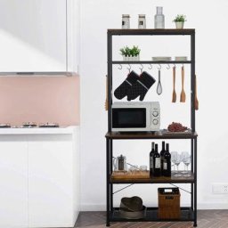 Meuble Cuisine, à 5 Niveaux, avec 12 Crochets en s, Étagère de Cuisine en Panneau mdf Imperméable