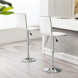 Skecten - Lot de 2 Chaises de Bar Pied en Métal Pivotantes et Réglables en Hauteur 55 cm - 75 cm