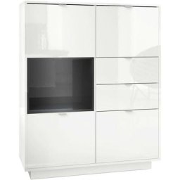 Vladon - Buffet haut Metro Commode Dressoir Crédence Blanc haut brillance insert coloré - Insertion