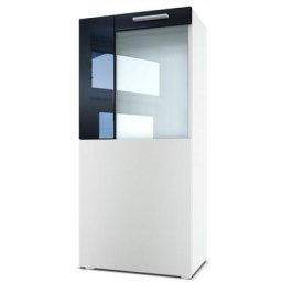 Vladon - Vitrine sur pieds Vitrine suspendue Movie en blanc mat avec panneaux décoratifs - Décor en