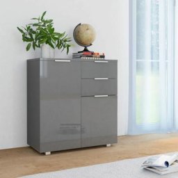 Buffet - Armoire de rangement Enfilade Gris brillant 71 x 35 x 76 cm Aggloméré BV588698 Bonnevie