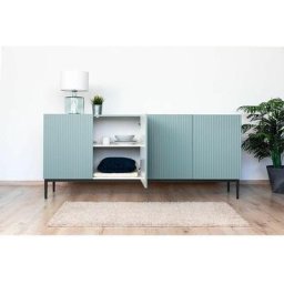 Buffet Bobochic Buffet 4 portes 200 cm kasha Pieds noir Bleu clair - Bleu clair