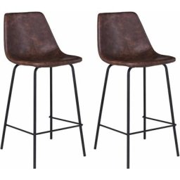 Happy Garden - Lot de 2 tabourets de bar vintage lucien marron - Hauteur d'assise 65cm - Marron