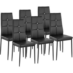 Tectake - Lot de 6 chaises avec strass - lot de 6 chaises salle a manger, chaises de cuisine,