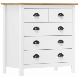 Buffet Hill Blanc 79x40x80 cm Bois de pin solide Vidaxl Blanc et marron