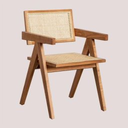 Chaise de Salle à Manger avec Accoudoirs en Rotin Style Lali Sklum Marron cendré Marron cendré