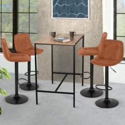 Lot de 4 tabourets de bar denver marron clair vintage - Marron