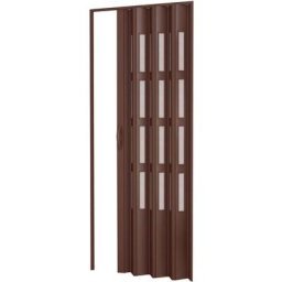 Pinto - Porte accordéons pliante intérieur en kit avec verre en pvc mod. Sonia Noyer 82x210 cm