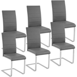6 Chaises de Salle à Manger BETTINA Rembourrées Pieds en métal Argentés Design Moderne - lot de 6