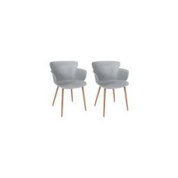 Lot de 2 fauteuils 60x54x82 cm gris clair et naturel - wela