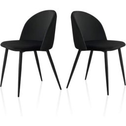 Lot de 2 chaises de salle à manger en velours doux avec assise et dossier avec pieds en métal