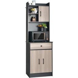 Costway - Buffet de Cuisine Meuble Cuisine Rangement avec 3 Portes et 1 Niche de Rangement,