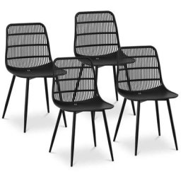 Fromm&starck - Lot de 4 Chaises Design De Cuisine Salle à Manger Plastique Noir Grillage 150kg