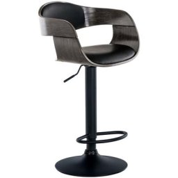 CLP - Tabouret de bar Kingston avec Coque en bois Support en métal noir/gris Similicuir