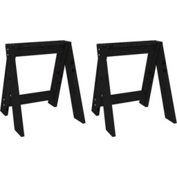 Tabourets lot de 2 noir 40x40x45 cm bois massif de pin Vidaxl Noir