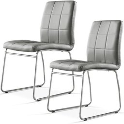 Lot de 2 Chaise à Manger, SICOTAS Chaises de Cuisine avec Assise et Dossier en Cuir Artificiel,