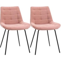 Lot de 2 chaises de salle à manger style chesterfield effet capitonné piètement acier noir velours