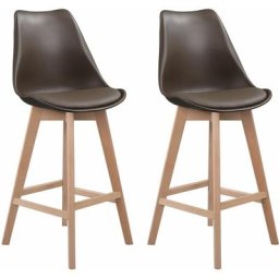 Happy Garden - Lot de 2 tabourets scandinaves sven marron avec coussin - Marron