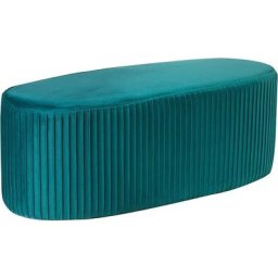 Pouf à Côtes en Velours pour Salon, avec Base Or, Tabouret avec Pieds en Bois Décor chic