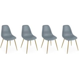 Alice's Garden - Lot de 4 chaises scandinaves - Lars - pieds en métal couleur bois, fauteuils 1