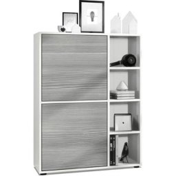 Buffet haut Armoire Cabinet Commode Cuba Blanc mat - haute brillance - Portes en Avola-anthracite