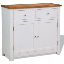 Buffet 90 x 33,5 x 83 cm Bois de chêne massif Vidaxl Blanc