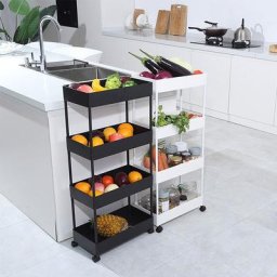 Bathrins - Chariot Roulant Étagère à Roulettes Meuble de Rangement Mobile Multi-Fonction avec 4