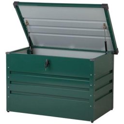Coffre de Rangement Extérieur 100 x 62 cm 300 Litres en Acier Galvanisé Vert Idéal pour les