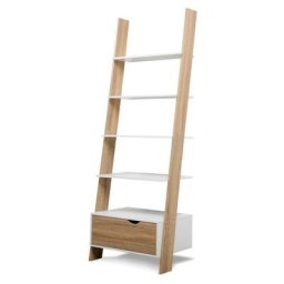 Idmarket - tagère échelle scandinave klara bois blanc et façon hêtre - Blanc