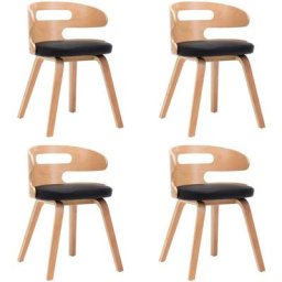 Chaises à manger lot de 4 noir bois courbé et similicuir Vidaxl noir et marron clair
