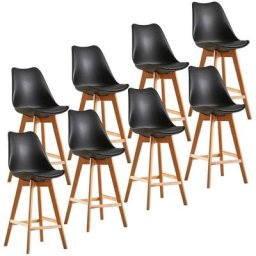 Lot de 8 chaises hautes scandinaves Noir