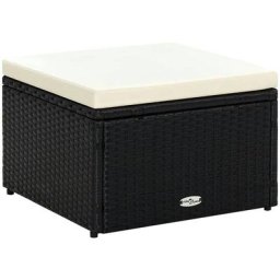 Tabouret / repose-pied Résine tressée 53 x 53 x 30 cm Noir Vidaxl Black and cream