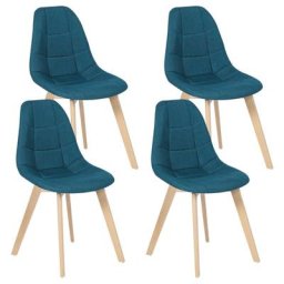 Idmarket - Lot de 4 chaises gaby bleues en tissu pour salle à manger - Bleu