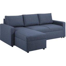 Sander Canapé-lit avec ottomane, espace de rangement et rallonge, bleu. - Bleu