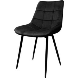 Bathrins - Lot de 8 Chaises en velours noires Chaises de salle à manger, siège en écope, pieds en
